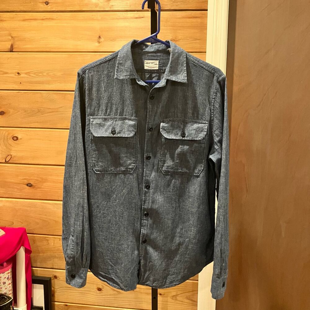 Todd Snyder Blue Chambray Selvedge Cotton Linen Blend Long Sleeve Shirt Size S